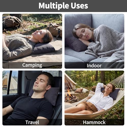 MOON LENCE Camping Pillows 2 Pack, Compressible Camp Pillow with Washable Cover & Carry Bag, Plush Filled Backpacking Pill...