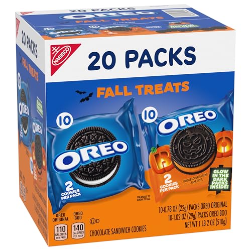 OREO Boo! Fall Treats Trick or Treat Halloween Cookies Variety Pack, 20 Snack Packs (2 Cookies Per Pack)