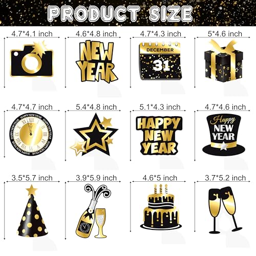 2026 Happy New Year Party Honeycomb Centerpieces 12Pcs New Years Eve Party Centerpieces for Table Happy New Year Party Dec...