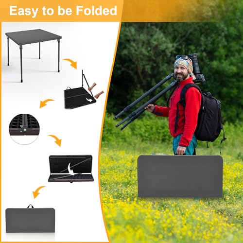 Kasunpul 34" Folding Table, Portable Square Folding Card Table with Collapsible Legs & Carrying Handle, Plastic Tables for...