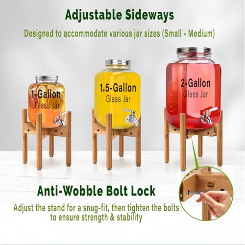 ZPirates Drink Dispenser Bamboo Stand/Holder - Adjustable, Holds Dispensers for Beverage, Lemonade, Juice and Hot/Cold Dri...