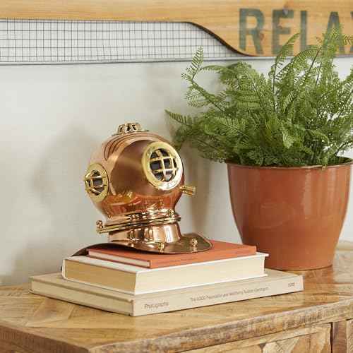 Deco 79 Metal Diver Helmet, 8" x 7" x 8", Brass