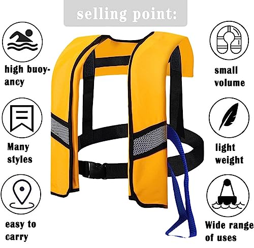 Adult Kayak Vest High Buoyancy Swim Vest Manual Inflatable Women's Men's Adjustable Safety Jacket Swimming Fishing Outdoor...