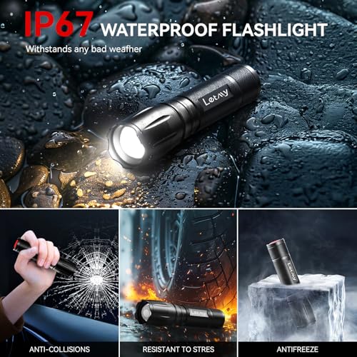 LETMY Tactical Flashlight S2000-2 Pack Bright Military Grade LED Flashlights High Lumens - Portable Handheld Flash Light, ...