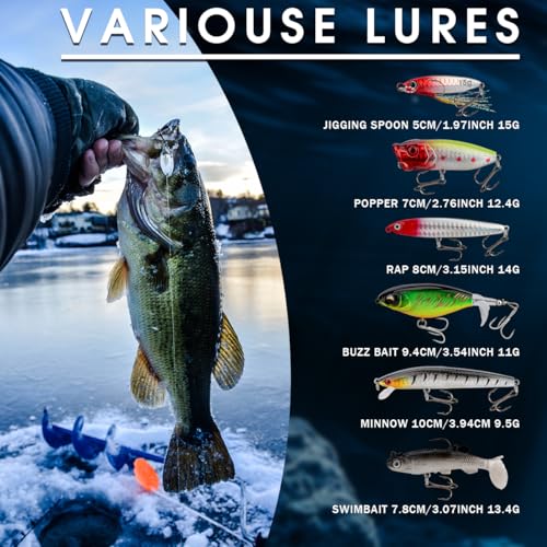 Funzhan 27Pcs Fishing Lures Kit Diving Bass/Trout/Pike Hard and Soft Lures Gift for Fishermen Freshwater or Saltwater Fish...