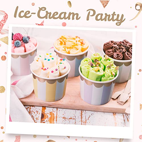 Confettiville Paper Ice Cream Cups, 50-Count 11-Oz Disposable Dessert Bowls for Hot or Cold Food, 11-Ounce Party Supplies ...