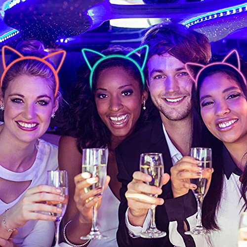 Suyegirl Glow in The Dark Party Supplies Cat Ear Crown Heads for Birthday Party Halloween Party