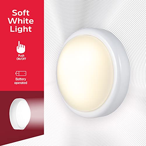 Energizer LED Tap Light Battery Operated Push/Touch Puck Lights Stick On Lighting Wireless Under Cabinet-Lights for Closet...