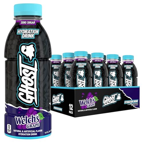GHOST Hydration Drink, Welch’s Grape - RTD Sports Drink with Electrolytes, Natural Vitamins & Minerals - All Day Lifestyle...