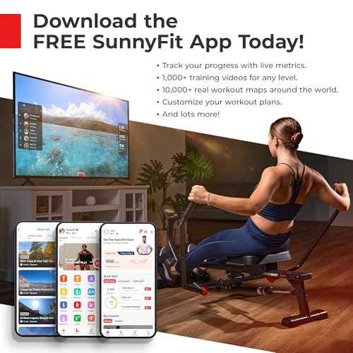 Sunny Health & Fitness Compact Adjustable Rowing Machine with 12 Levels of Resistance for Complete Body Workouts and Optional Free SunnyFit App Enhanced Connectivity