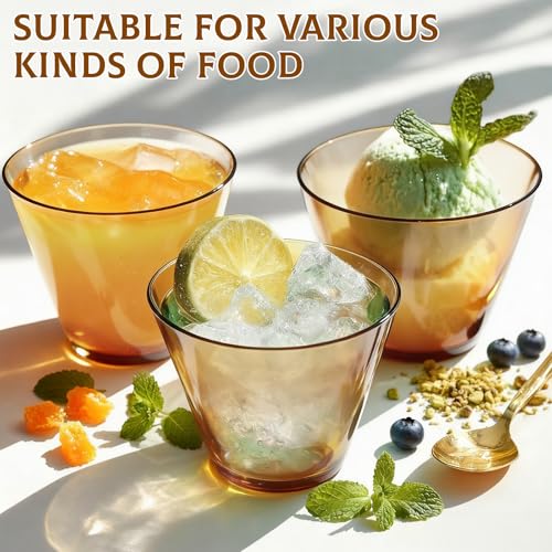 Glowserve 150 Pack Plastic Cups 9 oz Brown Clear Plastic Cups for Cocktail Fancy Disposable Cup for Party Stemless Wine Gl...