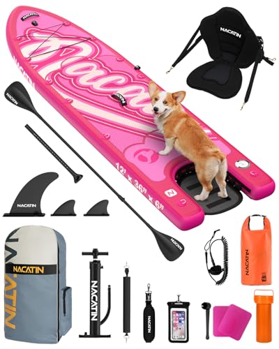 NACATIN Inflatable Stand Up Paddle Board - Premium SUP Board with Dog Ramp Kit, Complete SUP Set Paddle Boards for Adults ...