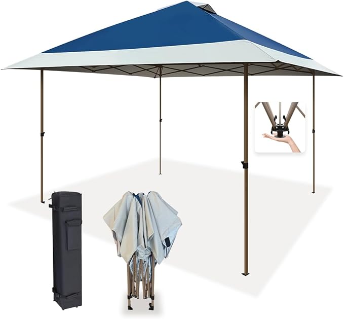 OUTDOOR LIVING SUNTIME 13x13 Instant Easy Pop Up Canopy,Portable Commercial Gazebo Camping Gazebo Tent Shelter with Wheele...