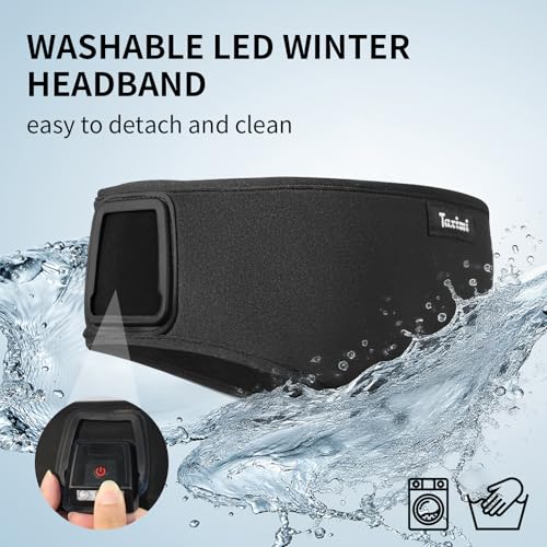 Taximi LED Ear Warmer Headband for Women and Men, Rechargeable Fleece Winter Headbands with Light for Running Cycling Skiing