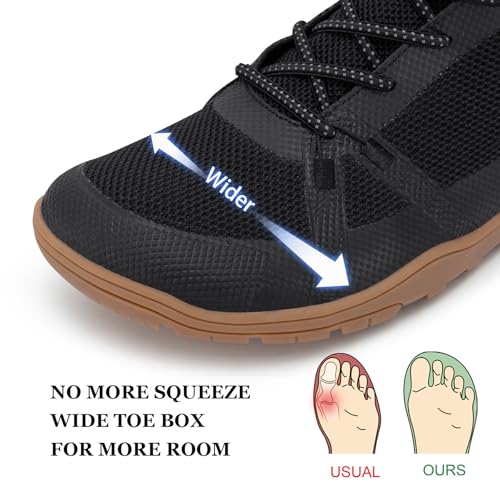 FEFELUIS Men's Barefoot Boot - Zero Drop Wide Toe Minimalist Sneakers Ankle Support Hiking Shoes