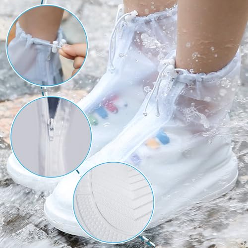 ZVSLGVZ Rain Boot Waterproof Shoes Covers, Sand Control Non-Slip Shoe Cover Galoshes, PVC Rubber Sole Reusable Rain Snow B...