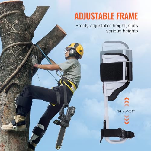 VEVOR Tree Climbing Spikes, 1 Pair Height-Adjustable Climbing Spurs, 350lbs Load Capacity Tree Climbing Gear with Straps, ...