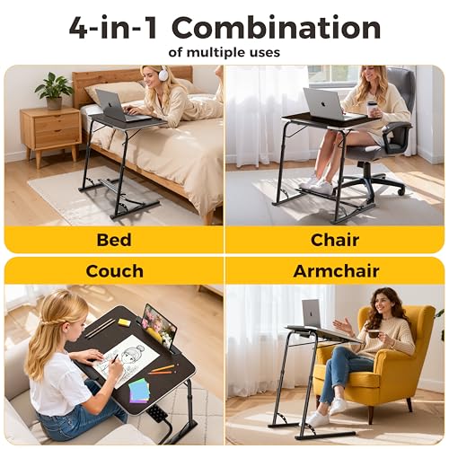 FoldWise Upgraded Folding TV Tray Table - Extra Large & Sturdy Laptop Table for Couch, Height & Angle Adjustable Desk for ...