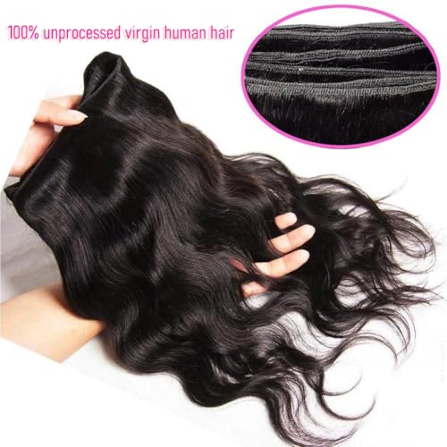 CHEEON Body Wave Bundles Human Hair 20 22 24 Inch Human Hair Bundles 12A Grade Unprocessed Brazilian Virgin Hair Extensions 3 Bundles Deal Natural Black