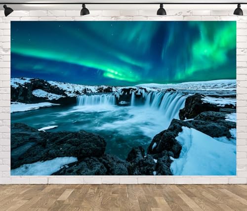 CORFOTO 7x5ft Northern Lights Photo Backdrop Iceland Polar Falls Landscape Photography Background Aurora Borealis Backdrop...