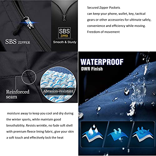 Toomett Men's hiking Snow Pants Skiing Winter Insulated Fleece lined Outdoor Water Repellent camping,walking,fishing