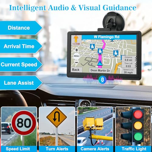 7 Inch GPS Navigator for Car, GPS Navigation System for Truck Commercial Drivers with 2025 US/CA/MX Offline Map Free Updat...