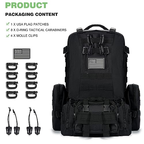 CALUOMATT Large Military Tactical Backpack for Men, 40-50L Backpacks for Women, Bug out Bag Army 3 Days Assault Pack Bags ...