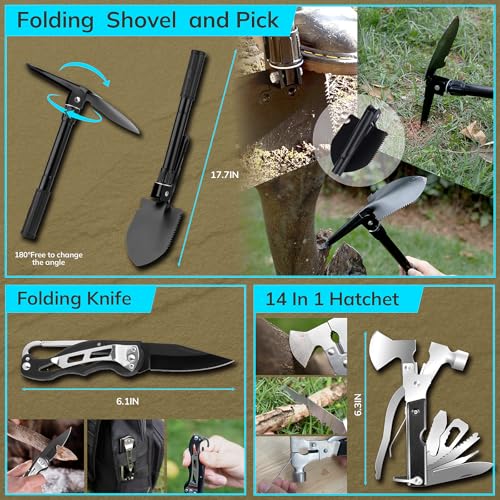 Survival Kit, Gifts for Christmas Men, Women, 251pcs Emergency Survival Gear and Supplies Equipment, First Aid Kit with Cr...