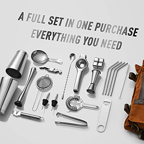 Hyoank Professional Bartender Kit | 24-Piece Complete Cocktail Set with Stylish Portable Bag | Bar Set for Home, Work, Par...