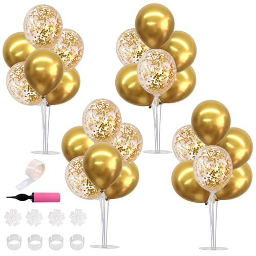 TONIFUL 4 Set Gold Balloon Centerpieces for Table, Balloon Stand Kit for Gold Party Decorations,Birthday Decorations Engag...