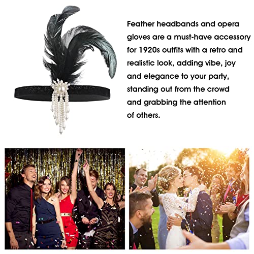 WLLHYF 1920s Flapper Headband, Feather Headwear Headpiece Black Head Wear 1920s Fashion Bling Rhinestone Hair Accessories ...