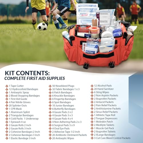 MFASCO Deluxe Trainers Sports First Aid Kit – 311-Piece Emergency Sports Kit – Athletic Medical Kit for Coaches, Soccer, F...