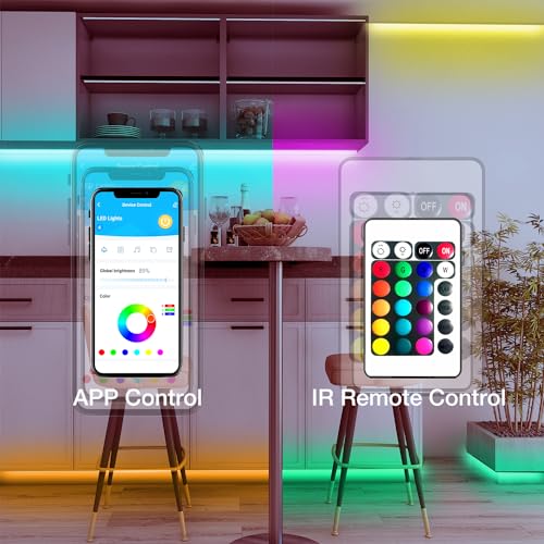 DAYBETTER Smart RGB Led Strip Lights, 50ft Led Lights for Bedroom with App Control, Multicolor Changing Led Light Strips A...