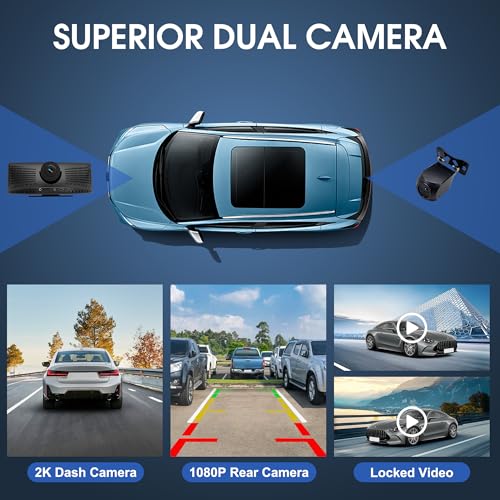 Wireless Portable CarPlay Screen，8.1" Portable Touchscreen Car Stereo with 2K Dash Cam/Carplay & Android Auto，1080P Backup...