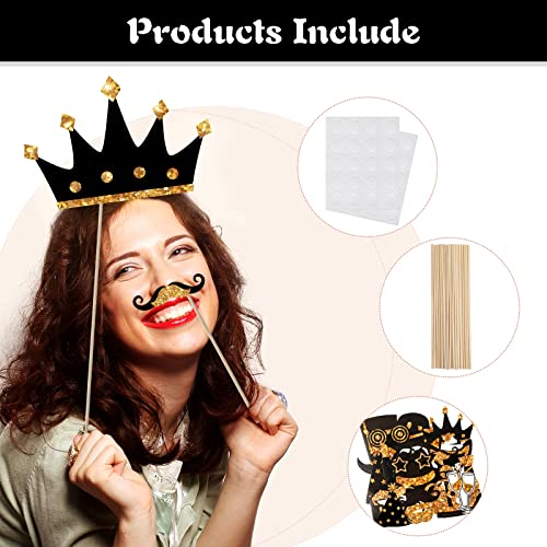 Zonon 24 Pcs Funny Photo Booth Props:Valentine's Day, Mardi Gras, Easter, Family Reunion, Class Reunion, Birthday, Wedding...