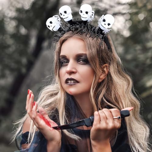 Fdesigner Light Up Halloween Headbands Ghost Headband Gothic Costume Hairband LED Glowing Headpiece Holiday Hair Accessori...