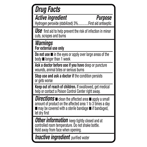 Amazon Basics Hydrogen Peroxide Topical Solution USP, First Aid Antiseptic for Cuts, Scrapes and Wound Disinfection, 16 fl...