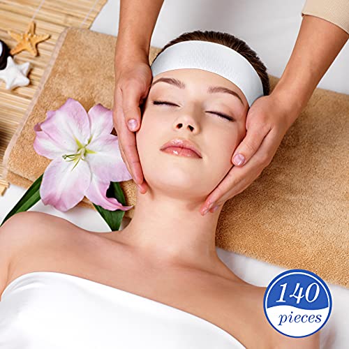 Waydress 140 Pieces Disposable Spa Facial Headbands with Convenient Closure, Stretch Facial Headwraps Soft Skin Care Hair ...