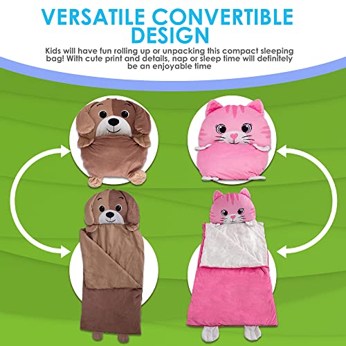 Kid's Nap Buddies Character Preschool Nap Mat, Toddler Sleeping Bag with Pillow for Daycare, Ages 3+