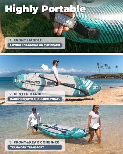 Flypark 10'8/11'x35'' Fishing&Family Stable Inflatable Paddle Boards, Extra Wide SUP Paddleboard Inflatable, 430lb Bearin...