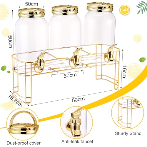 Tanlade 3 Pcs Plastic Drink Dispenser with Stand Beverage Dispenser with Sturdy Metal Base Juice Dispensers for Parties Le...