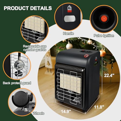 OKF Propane Heater, 6000 to 18000 BTU 3 Modes Indoor Propane Heater with ODS & Tip-over Protection, Outdoor Heaters with G...
