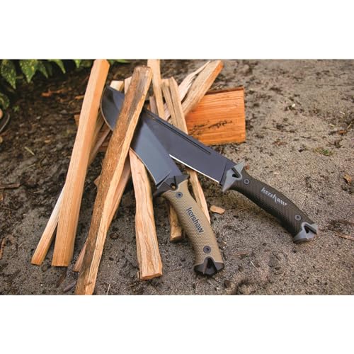 Kershaw Camp 10 - Tan Machete, Fixed Blade Knife, 10-in. 65Mn Carbon Steel Blade Includes Sheath, Camp Series Machete, Out...