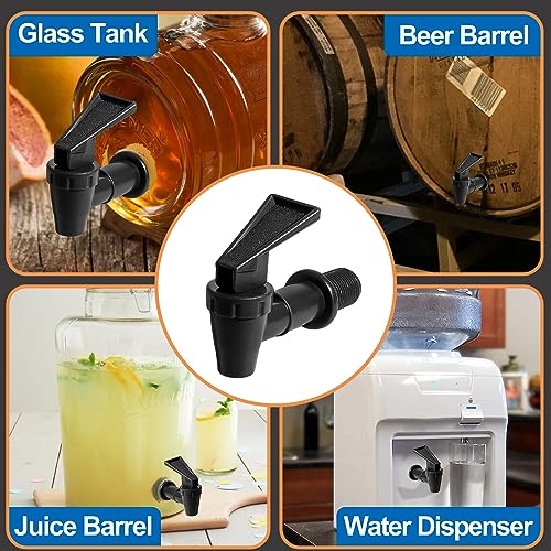 LifCratms 2Pcs BPA-Free Replacement Cooler Faucet, Black Plastic Water Spigot Spout Dispenser Tap Set, Reusable Water Croc...