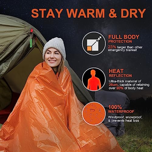 Guijinga Emergency Blankets for Survival, 2-Pack/4-Pack Space Blankets, Gigantic & Extremely Thick Mylar Blankets, Suitabl...