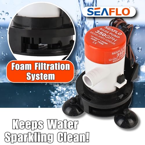 SEAFLO 09 Series Portable Livewell Aeration Pump Kit - 12V, 350 GPH, Submersible, Adjustable Spray Head, Quiet Operation, ...