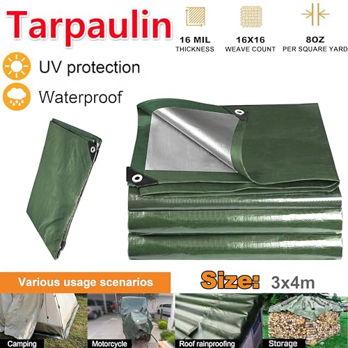 Thickened High-Density PE Tarpaulin Durable & Ultra-Light Tent Footprint, Portable Waterproof CampingTarp, Suitable for Mu...