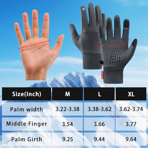 Thermal Gloves Cold Weather Touchscreen Insulated Gloves with Anti-Slip for Men Women Outdoor Running Cycling Sports