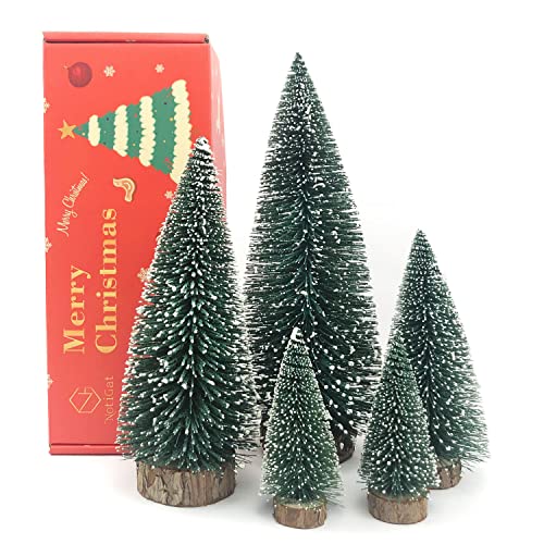 NotiGat mini Christmas Tree Bottle Brush Christmas Trees with Wooden Bases Christmas Decorations for Party Table top decer...
