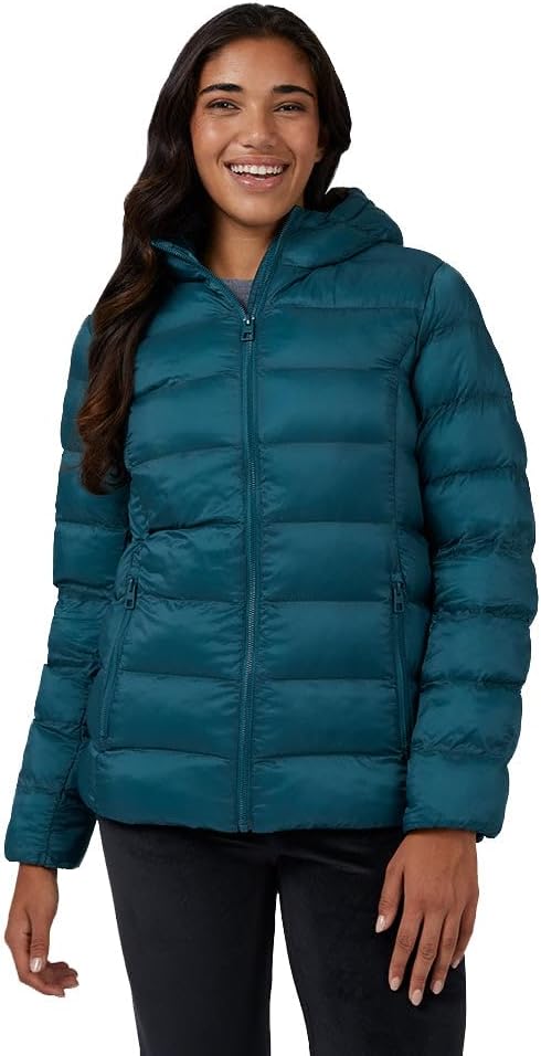 32 Degrees Heat Women’s Lightweight Packable Hooded Jacket – Water Resistant Travel Puffer